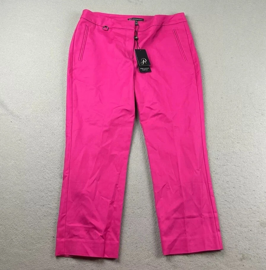 Adrianna Papell Pants Womens 8 Pink Flat Front Straight Leg Capri Pant NWT