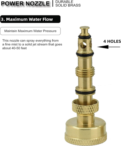 Heavy Duty Brass Adjustable Garden Hose Nozzle & Hose Shut off Valve - High Pres - Picture 6 of 6