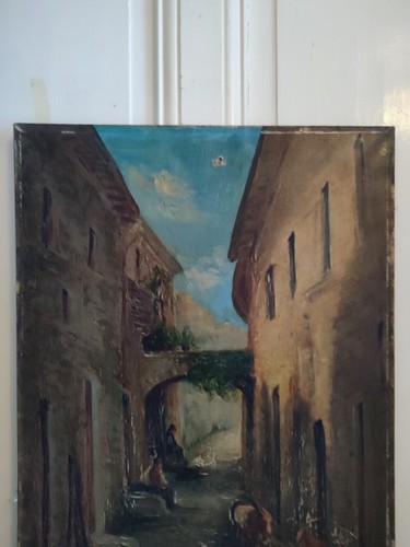 Dino Silvestre Oil on Canvas Old Lane Animated D' Mens Seated And Goats - Picture 4 of 24