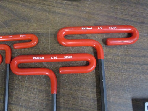 4 Pc Set Eklind 9" Hex T Key Cushion Grip Allen Wrench 7/32"- 3/8" USA BLOW OUT - Picture 3 of 4