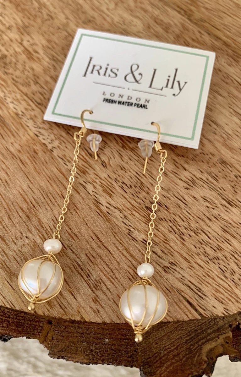 Iris and hotsell lily pearl earrings