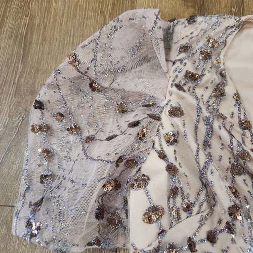 NWT Lulus Pretty Perfect Beige Sequin Glitter Short Sleeve Romper small party - Picture 7 of 13