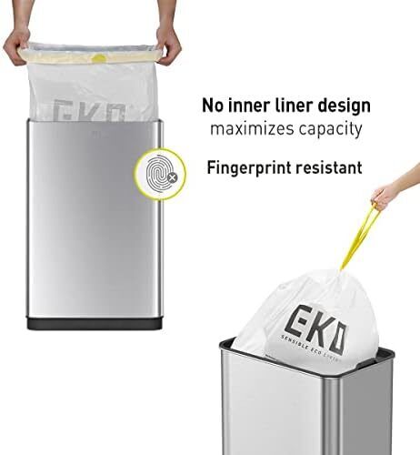 EKO Mirage-T 50 Liter / 13.2 Gallon Touchless Rectangular Motion Sensor Trash Ca - Picture 3 of 5