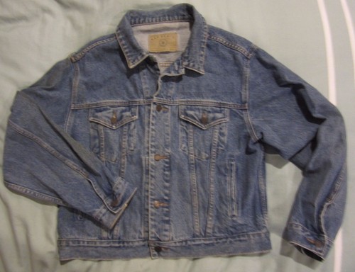Vintage 1990s GAP Denim Jean Jacket men's large 90s Coat Trucker jacket - Picture 2 of 12