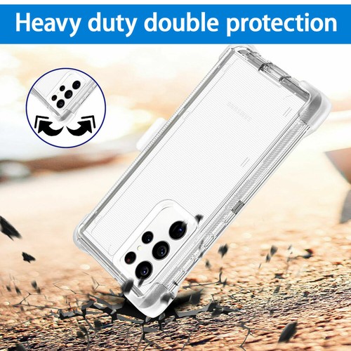 Clear For Samsung Galaxy S22+Ultra Shockproof Defender Case Cover with Belt Clip - Picture 4 of 7