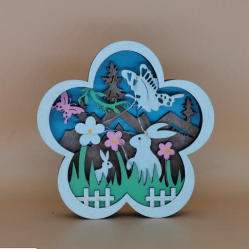2025 New Easter Decoration for Home Wooden Easter Bunny LED Light Easter Craft E - Picture 27 of 32