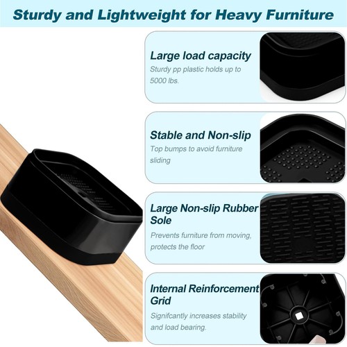 12 Pack Furniture Risers Adjustable Bed Risers Heavy Duty Stackable Bed Raise... - Picture 3 of 7