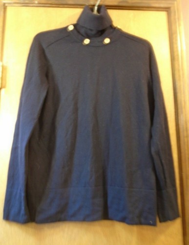 Faconnable Size XL Black Wool Neck Sweater Gold Button Detail which is removable - Picture 1 of 7