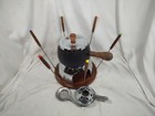 IN BOX Vintage Retro 1975 M. Kamenstein Black Enamel Fondue Pot Forks 2 Qt 