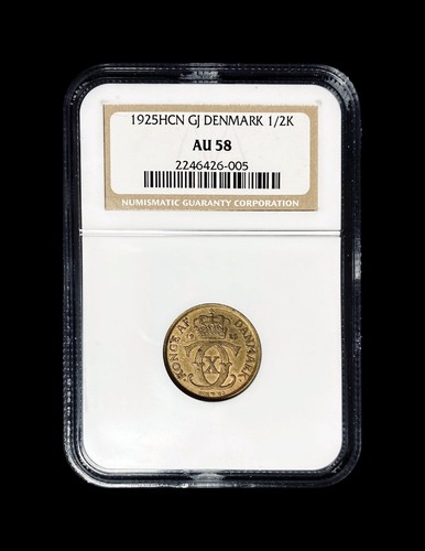 DENMARK. 1925, 1/2 Krone - NGC AU58 - Christian X - Picture 2 of 6
