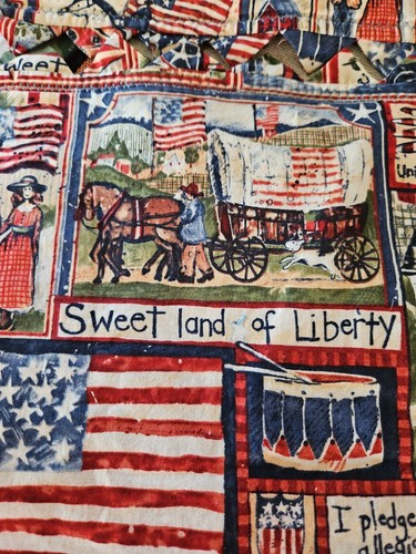 4er Set handgefertigte Tischsets gesteppt patriotisch Americana rot weiß blau 