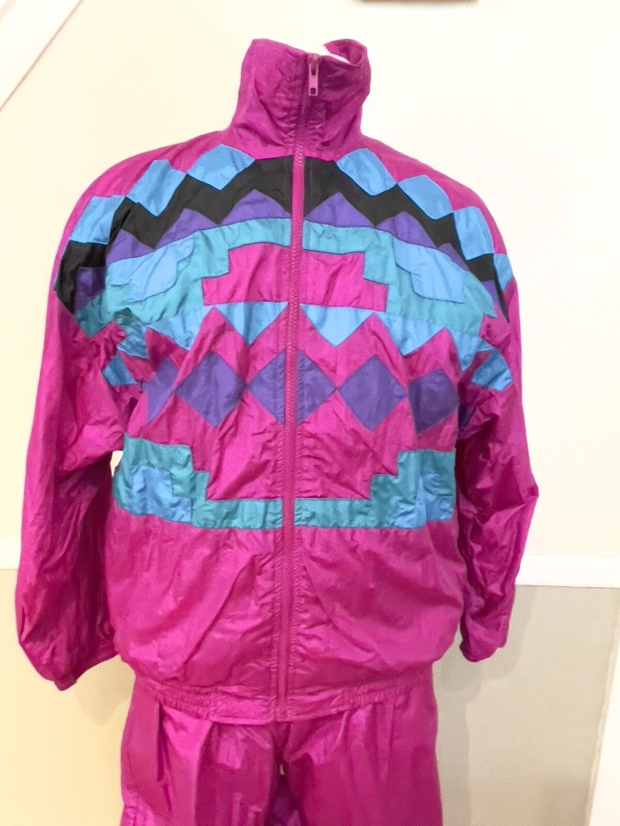Vintage 90s Abstract Windbreaker Track Suit 2 Pc Pants Jacket L XL 14 SLADE eBay
