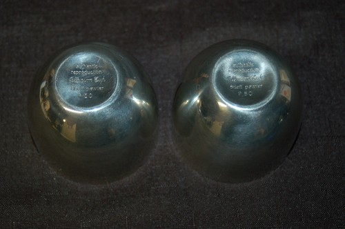 Vintage P50 Stieff Pewter Christmas 1982 Jefferson Cups 3 1/4" diam 2 1/2" tall - Picture 4 of 6