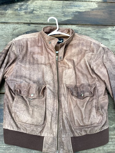 Vintage 90s Y2K Avanti brown genuine leather bomber jacket Grungy Yet Classic - Picture 5 of 13
