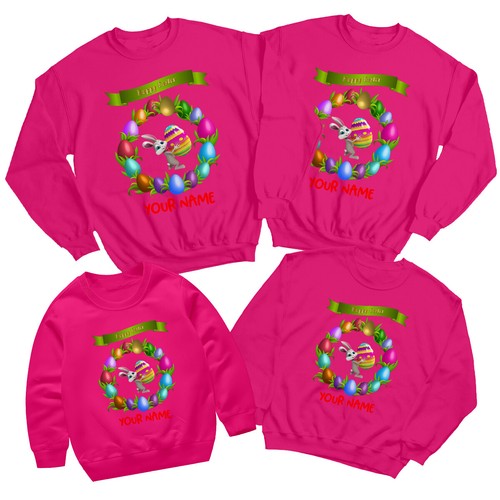 Personalised Family Bunny Egg Happy Easter Sweatshirt Jumper Matching Outfit #ED - Picture 15 of 27