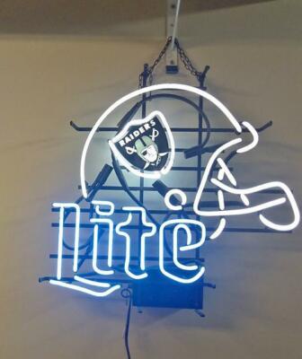 New OAKLAND RAIDERS Silver Black Beer Lager Wall Decor Light Lamp Neon Sign 17" New OAKLAND RAIDERS Silver Black Beer Lager Wall Decor Light Lamp Neon Sign 17"