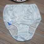 Vintage Silky Polyester Panty Sissy Blue Nylon V Lace Brief Size 7 /L Hip 38-41"