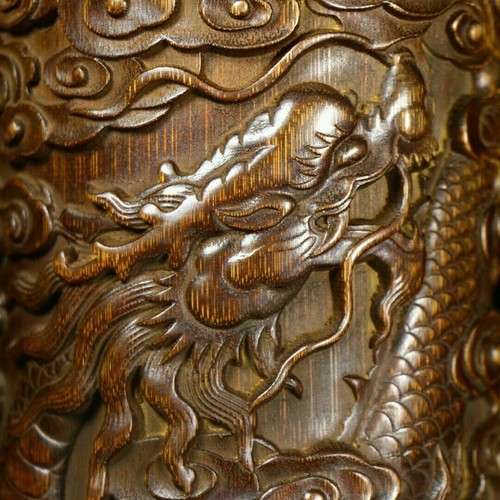 6,2" Natürlicher Bambus Handgeschnitzt Exquisiter Drache Pinsel Topf - Bild 5 von 8