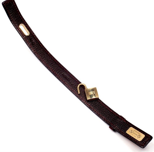 Very Rare! Authentic HERMES 18k Yellow Gold & Crocodile Burgundy Bracelet - Picture 9 of 11