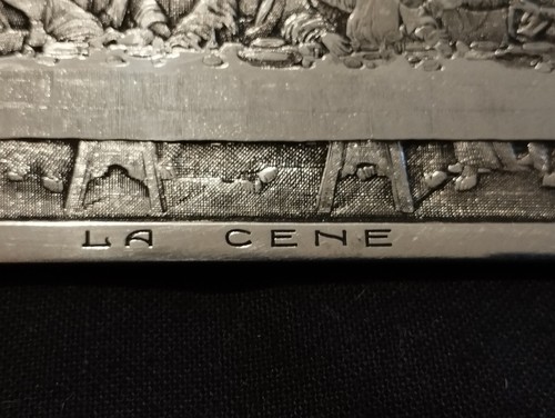 La Cène Léonard de Vinci Plaque en métal argenté signée par B. Wicker XIXe S. - Picture 3 of 13