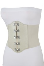 Women Wide Corset Belt Fashion High Waist Hip Champagne Elastic Gold Fits L- XXL