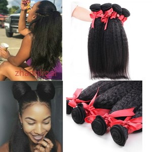 Kinky Straight Hair 400g 4bundles Peruvian Virgin Human Hair Weave