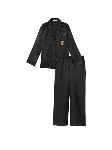 NWT Victoria's Secret Satin Pajamas Set Red or Black Dragon Gold V Logo S, M, L - Picture 5 of 9