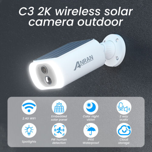ANRAN 3MP Solar Security Camera Battery Powered Outdoor Wireless WiFi CCTV Cam - Picture 2 of 16