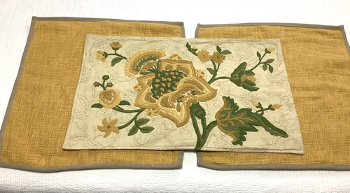 3 Pottery Barn Yellow EMBROIDERED Pillow covers set - Picture 1 of 11