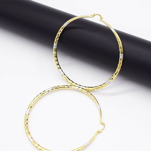 18 Karat Lagenlook Echt Gold Filled Runde 2 Töne Creolen 70 mm - Bild 1 von 4