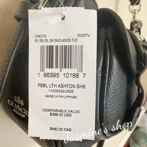 NWT Coach Ashton Baguette Bag patent leather CV943 / pebbled leather CM079 - Picture 20 of 50