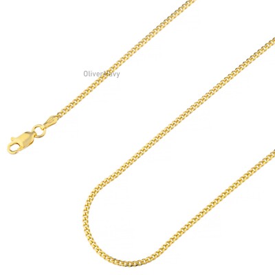 14K vergoldet über massiv 925 Sterling Silber Herren Miami Cuban Kette 2mm Italien