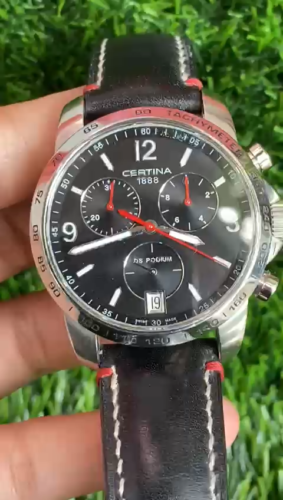 Rare Certina DS Podium Quartz Chronograph Black Dial Date Swiss Watch Men - Video 1 of 1