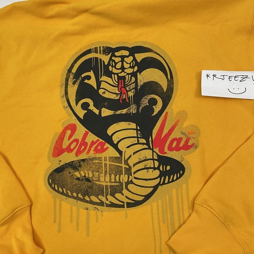 Mens Size L Champion x Cobra Kai Reverse Weave Pullover Hoodie Never Dies Yellow - Picture 11 of 16