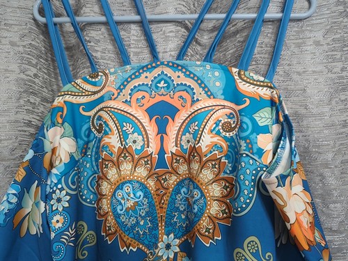 Women's Blue Floral Off Shoulder Blouse Size Large - Picture 3 of 8