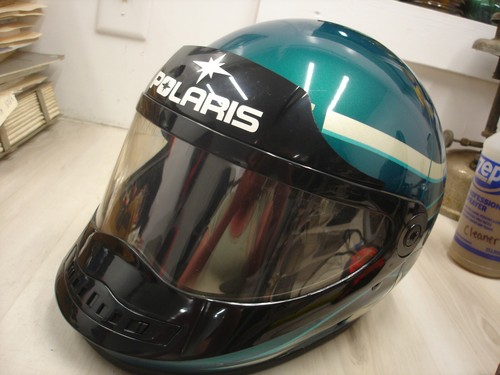 Vintage Bell Polaris indy  wedge  Snowmobile Helmet  green teal silver SM READ - Picture 17 of 18