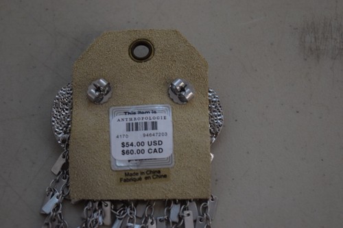 Anthropologie Stone Fringe Drop Earrings Hammered Silver Tone Black Stone - Picture 4 of 4