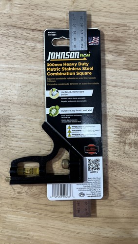 JOHNSON LEVEL Combination Square 300mm Metric Stainless Steel USA 400M-S - Picture 2 of 2