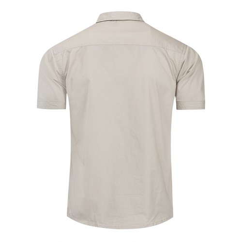 New Men's Short Sleeve Military Shirt Solid Cotton Shirts Workwear with Pocket - Bild 12 von 18