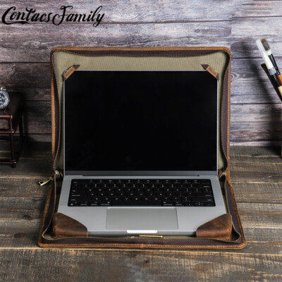 Genuine Leather Laptop Bag Sleeve Cover Case Handbag For MacBook Pro 15.4'' 16.2''
