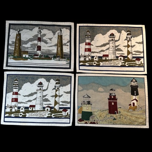 Beautiful Set Of 4 Lighthouse Placemats Seaside Scene - Picture 6 of 10