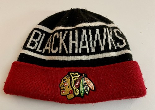 Chicago Blackhawks Youth Knit Beanie Kinder Wintermütze NHL Hockey Mütze schwarz rot - Bild 1 von 2