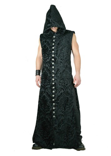 SHRINE GOTHIC STEAMPUNK RITUAL MEDIEVAL VELVET BROCADE WRAITH ROBE COAT  - Picture 7 of 9