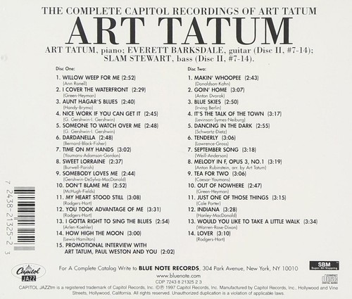 Art Tatum The Complete Capitol Recordings Of 2CD Slam Stewart Everett Barksdale - Bild 2 von 2