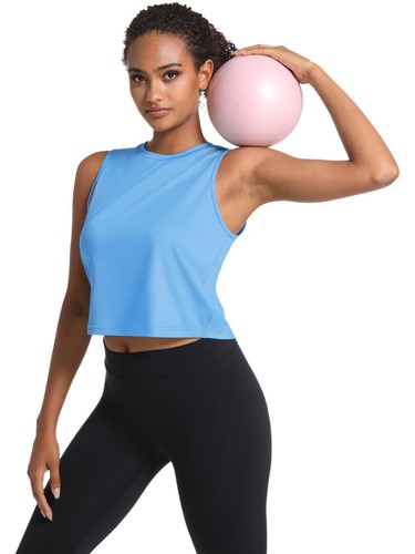 Magliette palestra donna canottiere cropped allenamento atletico muscoli senza maniche - Foto 31 di 117