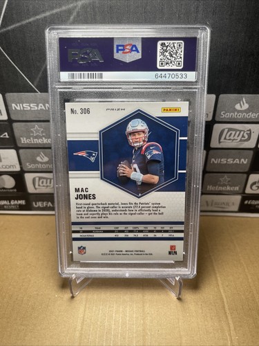 Panini Mosaic Mac Jones 2021 Green Mosaic Rookie #306 - PSA 10 gemas como nuevo Patriots - Imagen 2 de 2