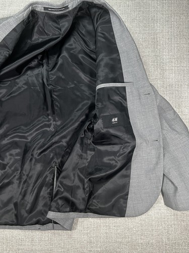 H&M Blazer kleine graue Taschen mit Knopfdruck klassisch modern Stadt Logo Herren - Bild 9 von 10