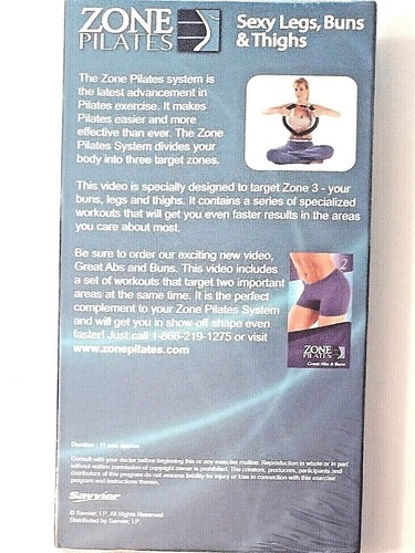 Zone Pilates. Zone 2 (Great Abs..) & Zone 3 (Sexy Legs, Buns..) 2 VHS Tapes. New - Imagen 4 de 5