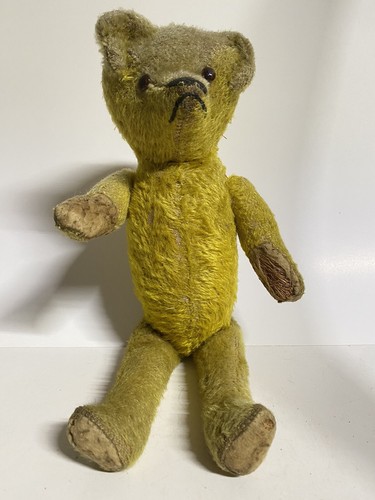 Antique Vintage Jointed Golden Mohair 16" Teddy Bear Great Face Pointy Snout Up - Picture 13 of 15