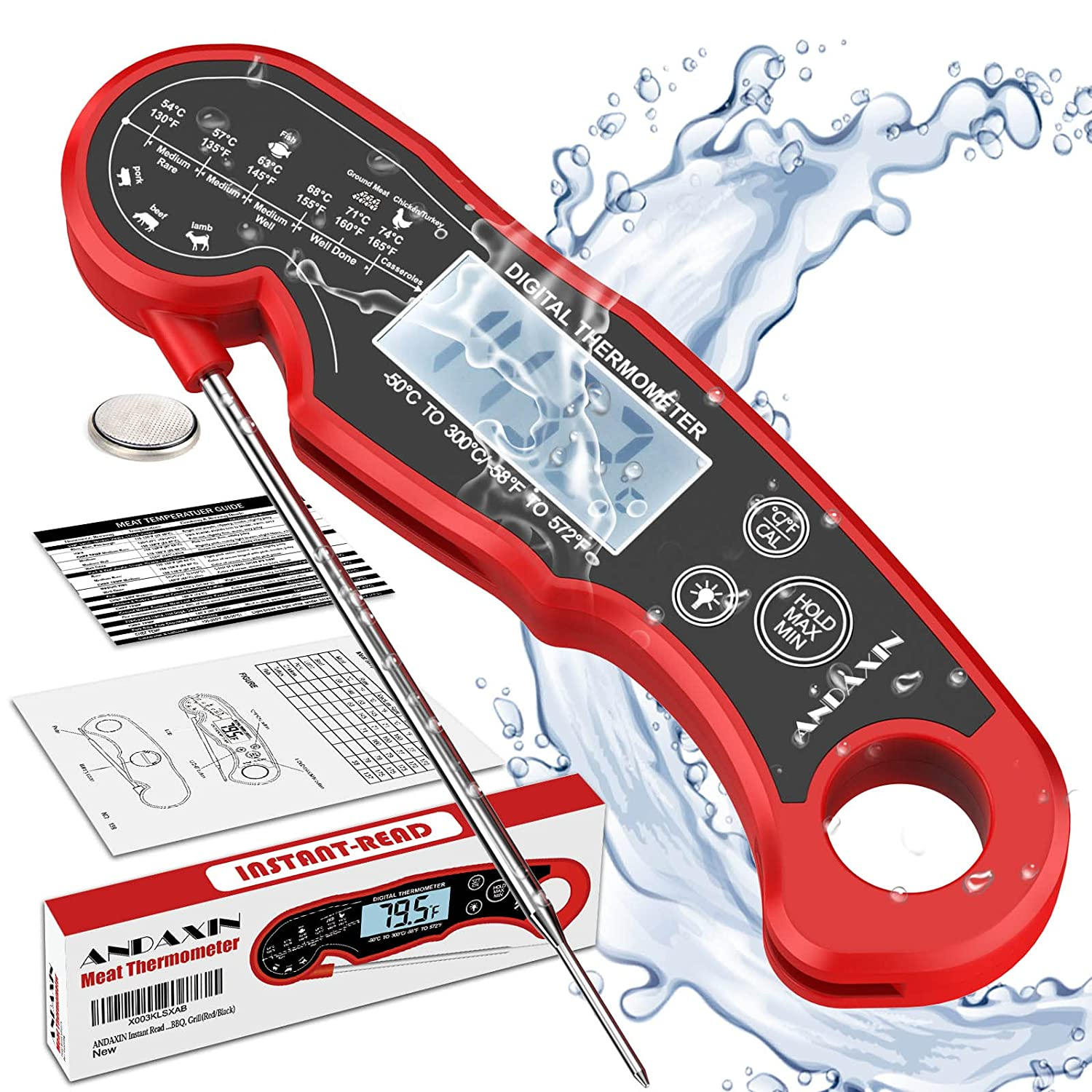 Meat Thermometer Digital Grilling and Cooking Waterproof Ultra-Fast Instant Read-image